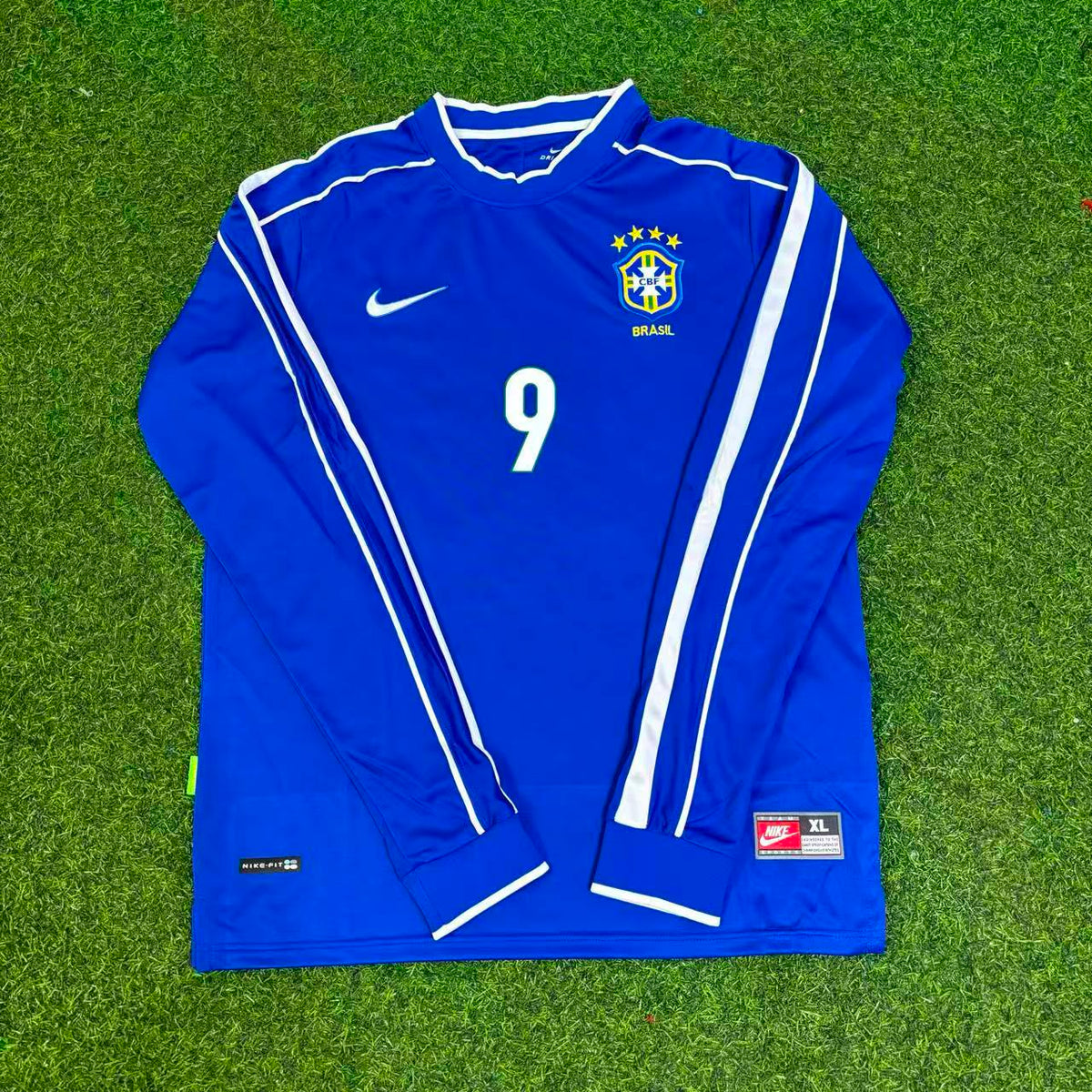 Ronaldo Nazario El Fenomeno Brazil 1998 World Cup Long Sleeve Retro Jersey Trikot