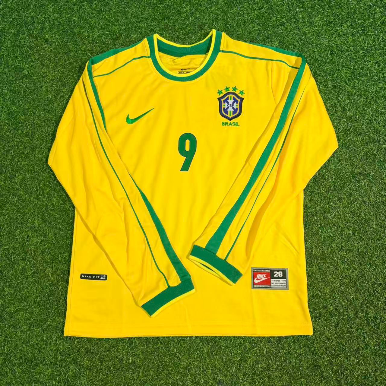 Ronaldo Nazario Brazil 1998 Long Sleeve Retro Football Jersey