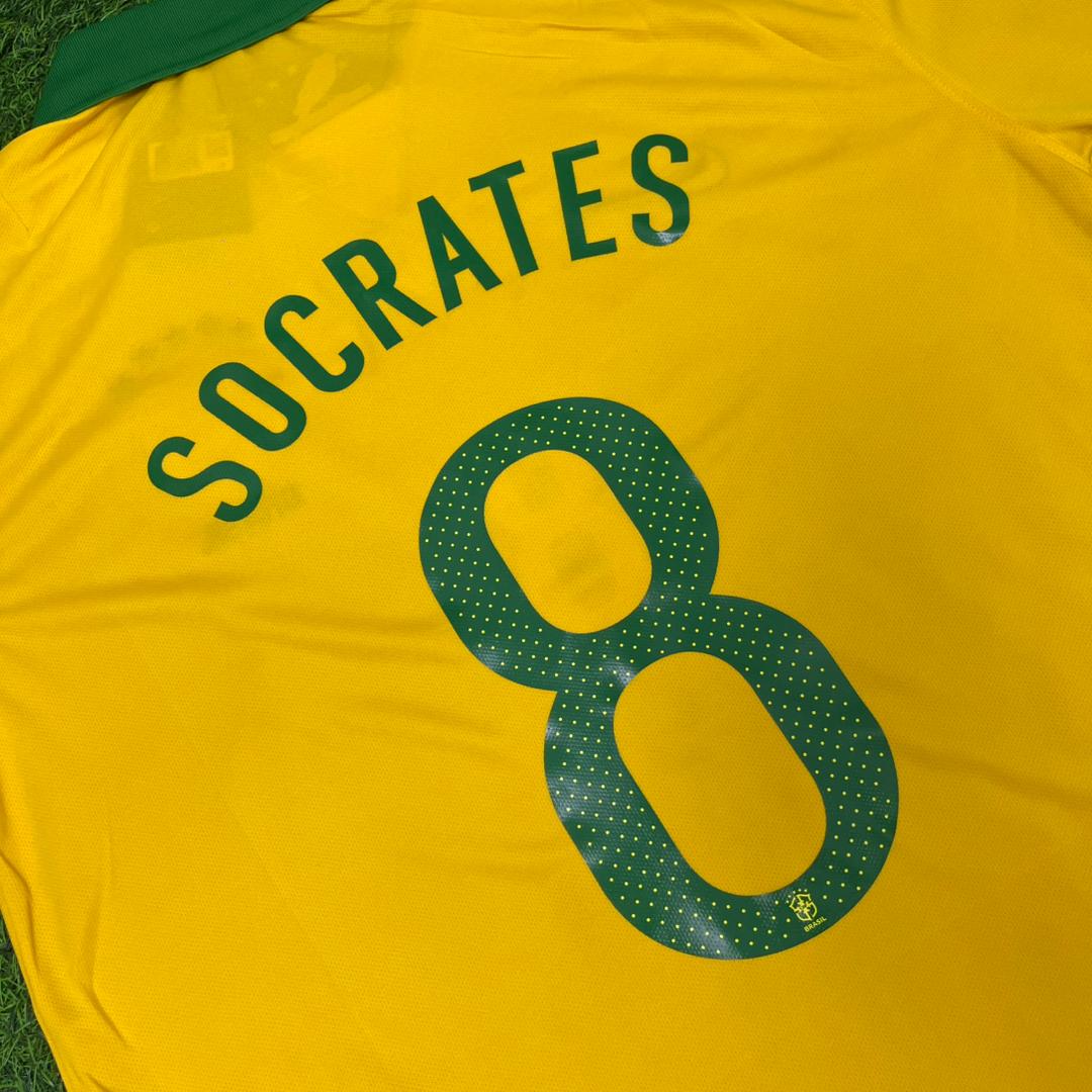 Sócrates Brazil Retro Home Yellow Football Jersey Kit