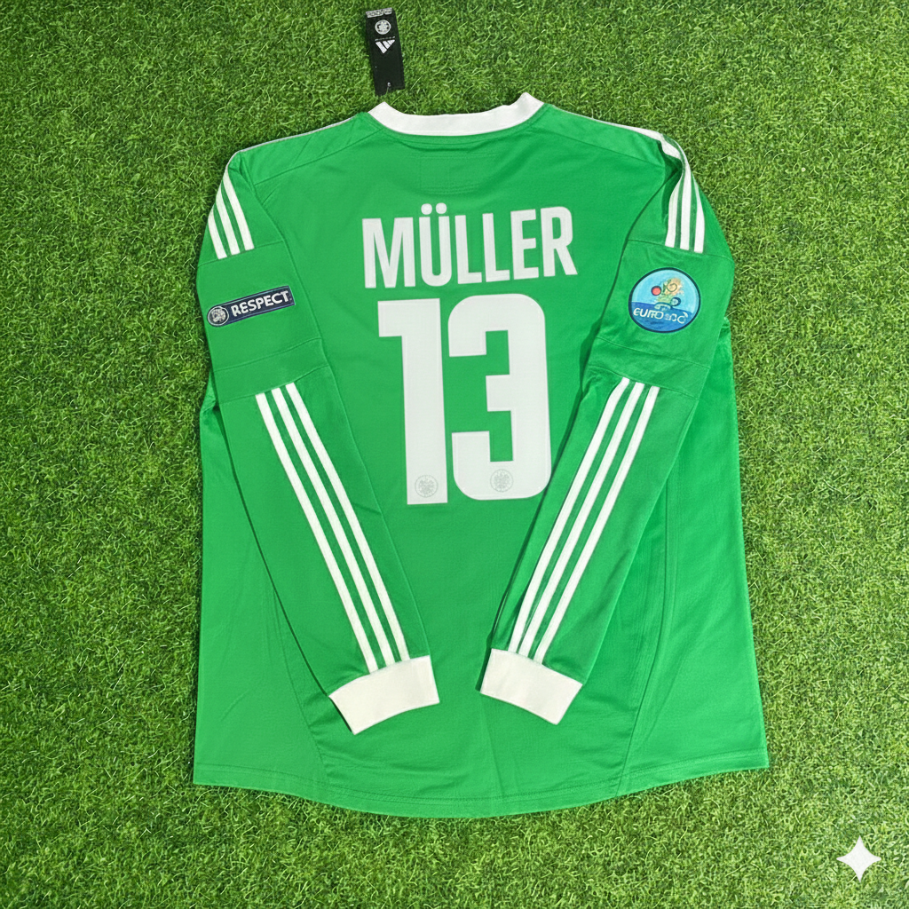 Thomas Müller Germany EURO 2012 Long Sleeve Green Retro Football Jersey