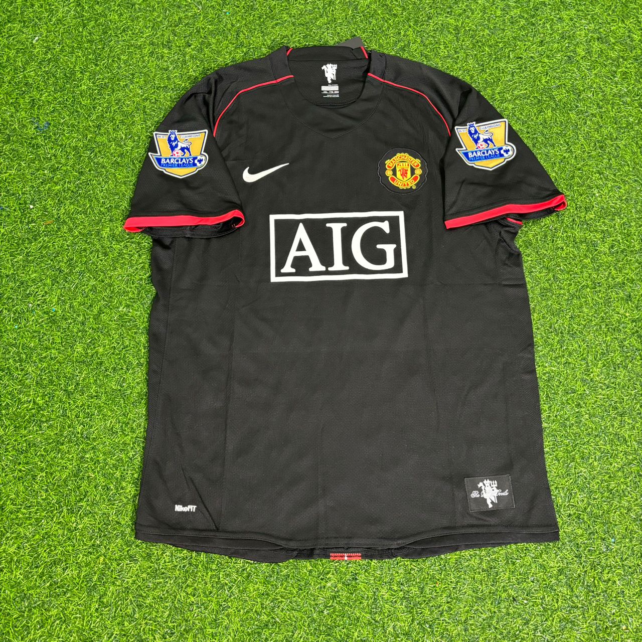 Wayne Rooney Manchester United 2007/2008 Black EPL Patch Retro Football Jersey Kit