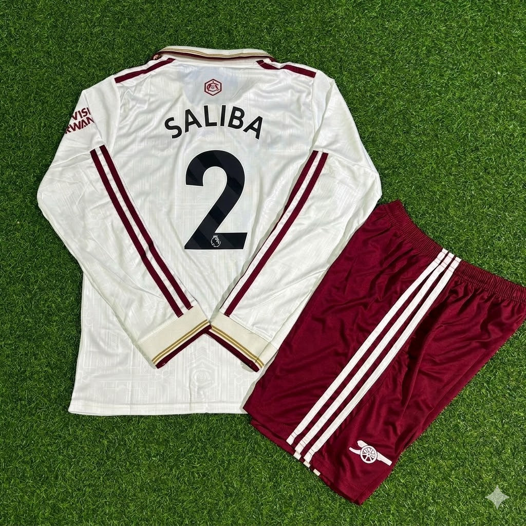 William Saliba #2 Arsenal Kids Long Sleeve New Season 2026 Jersey Kit Soccer Trikot Maillot Maglia