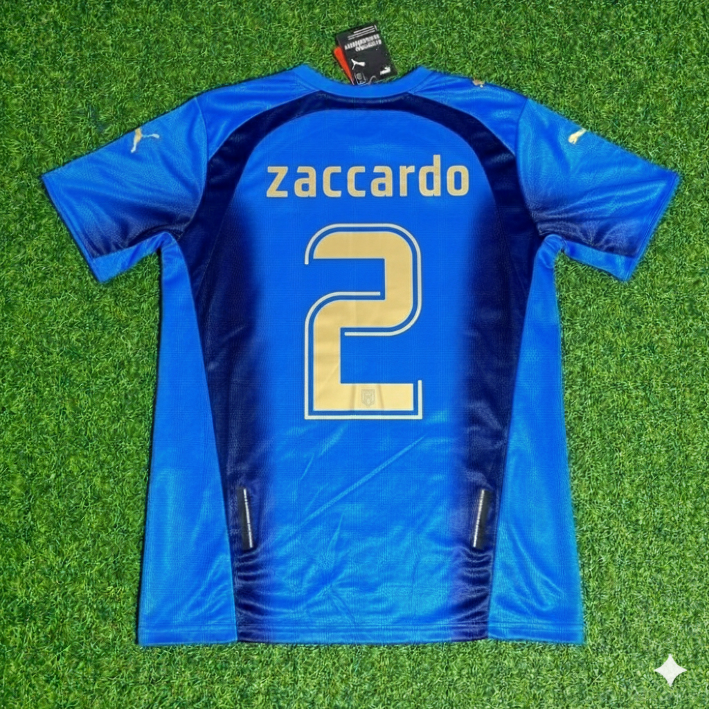 Cristian Zaccardo 2 - Italy 2006 World Cup Final Retro Jersey Maillot Trikot Maglia Soccer Shirt