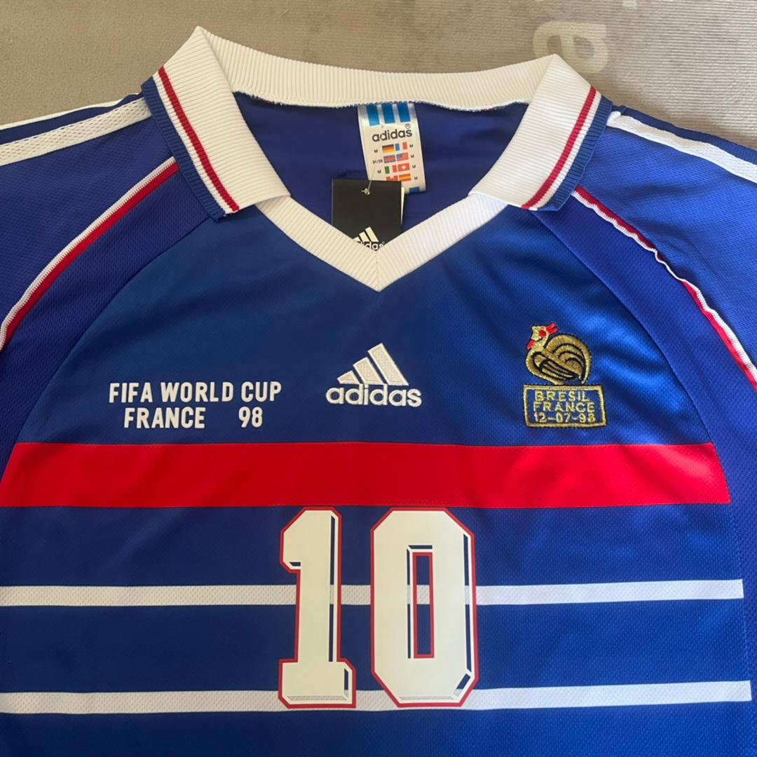 Zinedine Zidane France 1998 World Cup Retro Long Sleeve Football Jersey Maillot Trikot Soccer Shirt