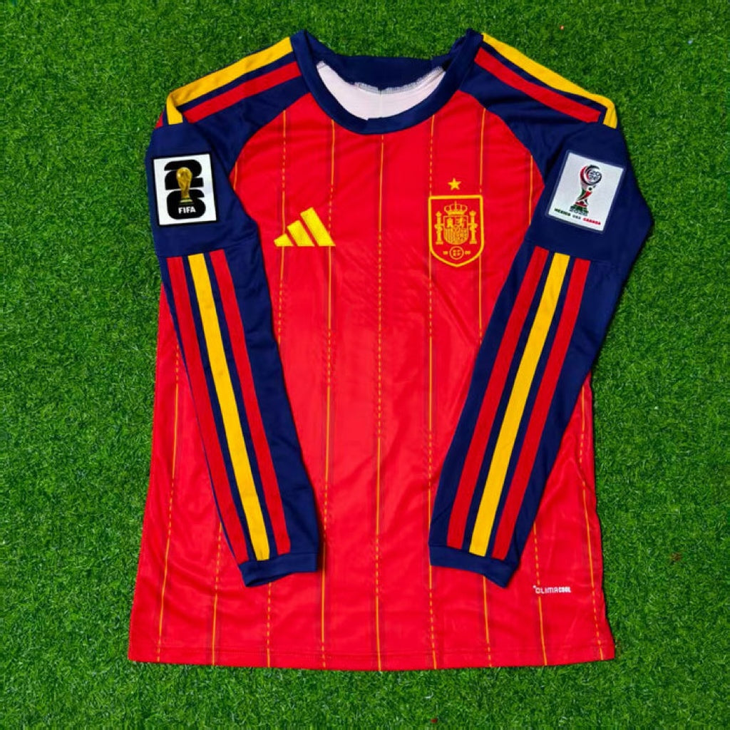 Alejandro Grimaldo #3 Spain 2026 World Cup Home Long Sleeve Jersey Trikot Maillot