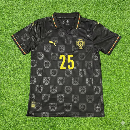 Nuno Mendes Portugal 2025/26 New Season Black Football Jersey Kit
