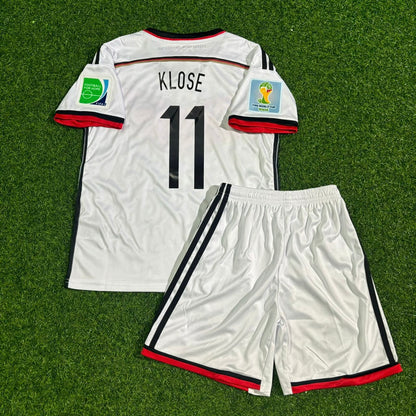 Miroslav Klose Germany 2014 World Cup Kids White Retro Football Jersey Kit