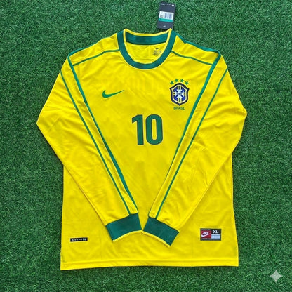 Zico #10- Brazil Long Sleeve Retro Football Kit Jersey Trikot Maillot Shirt
