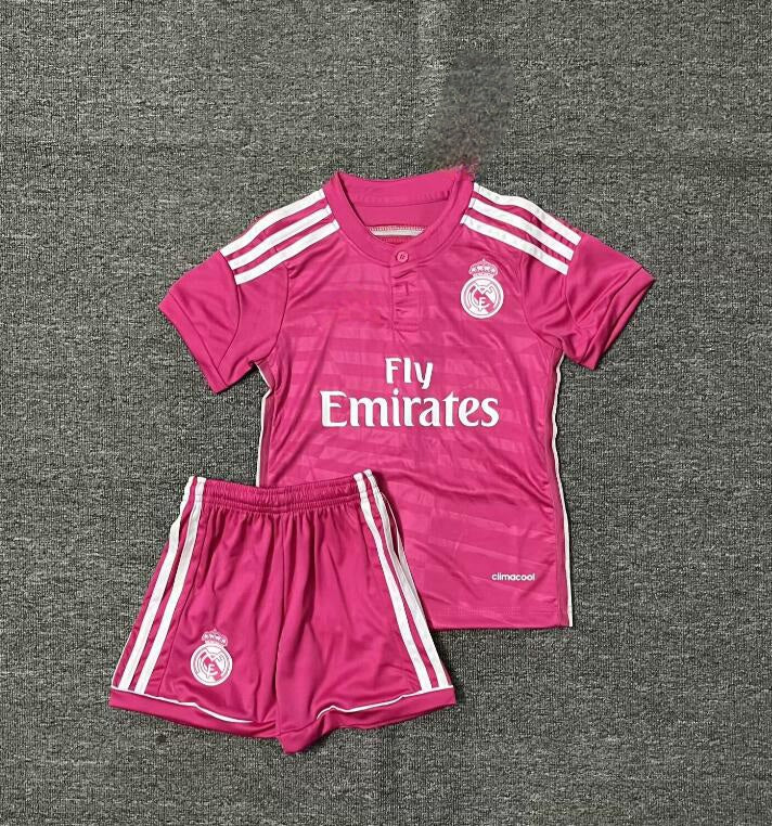 Real Madrid Pink Kids Children Set Retro Football Jersey Kinder Trikot