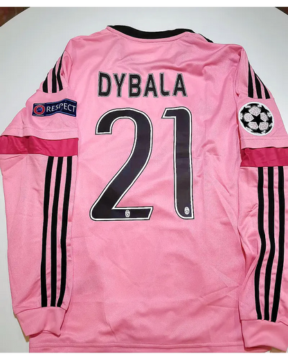 Paulo Dybala Juventus Retro Manches Longues 2015-2016 Maillot Rose Trikot