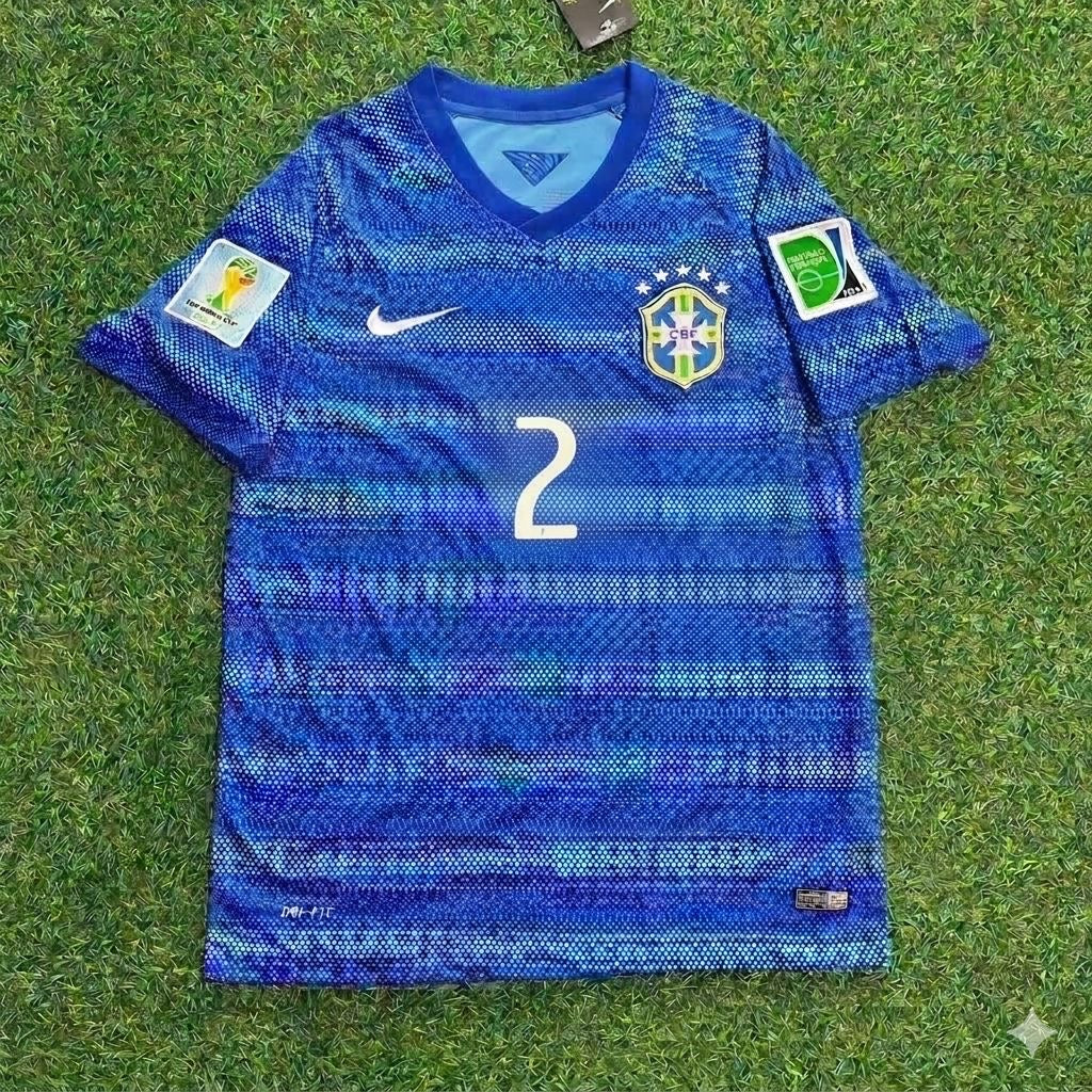 Dani Alves 2- 2014 World Cup Retro Blue Jersey Trikot