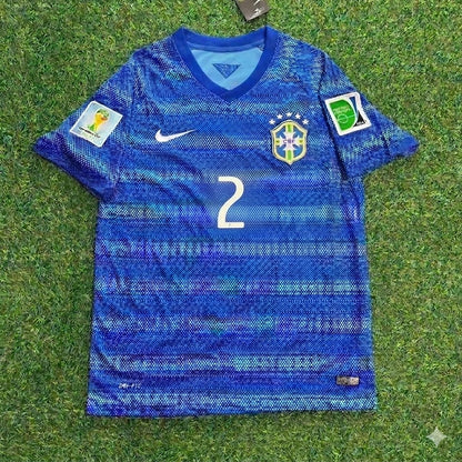 Dani Alves 2- 2014 World Cup Retro Blue Jersey Trikot