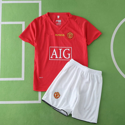 Manchester United 2007/08 Home Retro Kids Kit Jersey KinderTrikot Maillot Enfant Soccer Shirt