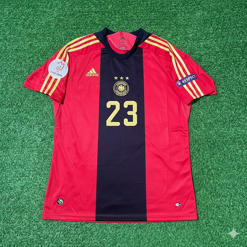 Mario Gomez Germany EURO 2008 Away Red Retro Football Jersey Kit