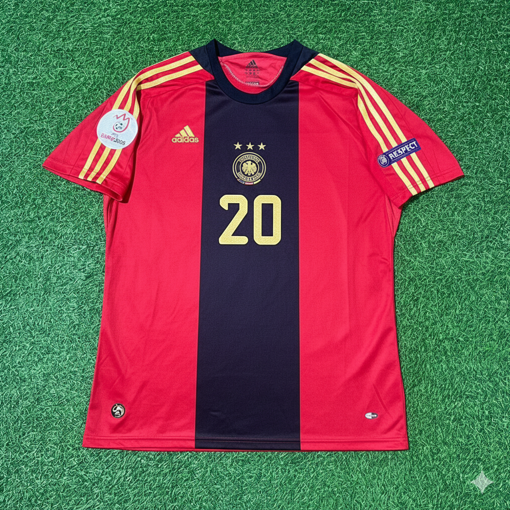 Lukas Podolski Germany EURO 2008 Away Red Retro Football Jersey Kit