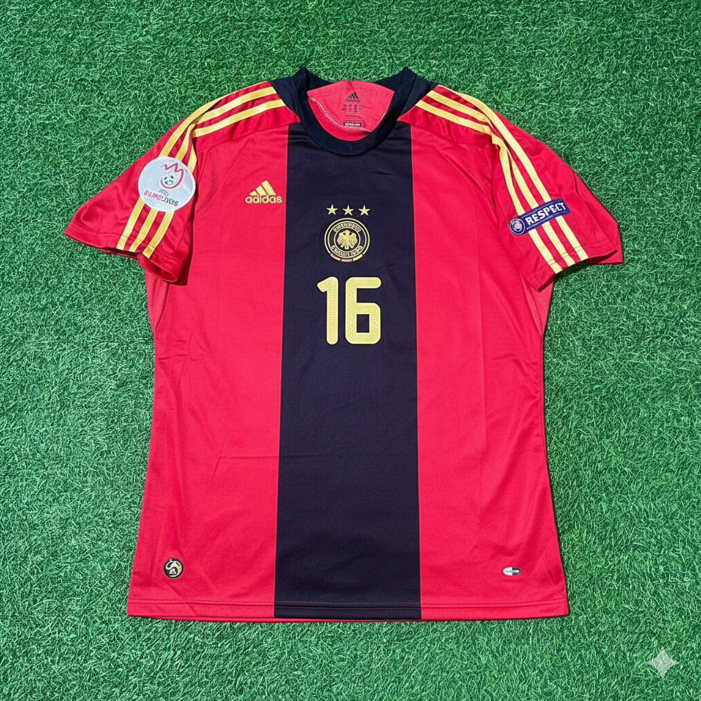 Philipp Lahm Germany EURO 2008 Away Red Retro Football Jersey Kit