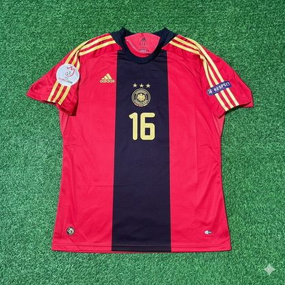 Philipp Lahm Germany EURO 2008 Away Red Retro Football Jersey Kit