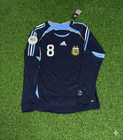 Juan Roman Riquelme Argentina 2006 World Cup Long Sleeve Retro Football Jersey Kit