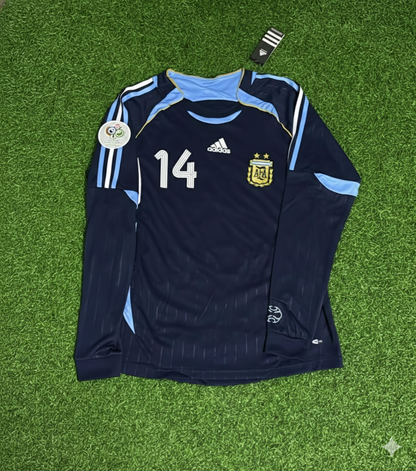 Javier Mascherano Argentinien WM 2006 Langarm-Retro-Fußballtrikot