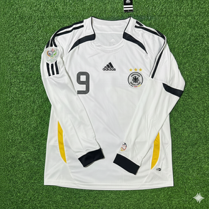 Maillot de football rétro blanc à manches longues Rudi Völler Allemagne Coupe du Monde Maillot de football à manches longues Rudi Völler Allemagne