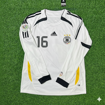Philipp Lahm Germany 2006 World Cup Long Sleeve White Football Jersey