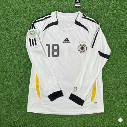 Maillot de football rétro blanc à manches longues de Jürgen Klinsmann, Allemagne, Coupe du monde