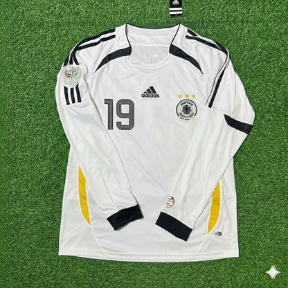 Maillot de football rétro blanc à manches longues Mario Götze Allemagne Coupe du Monde Maillot de football à manches longues