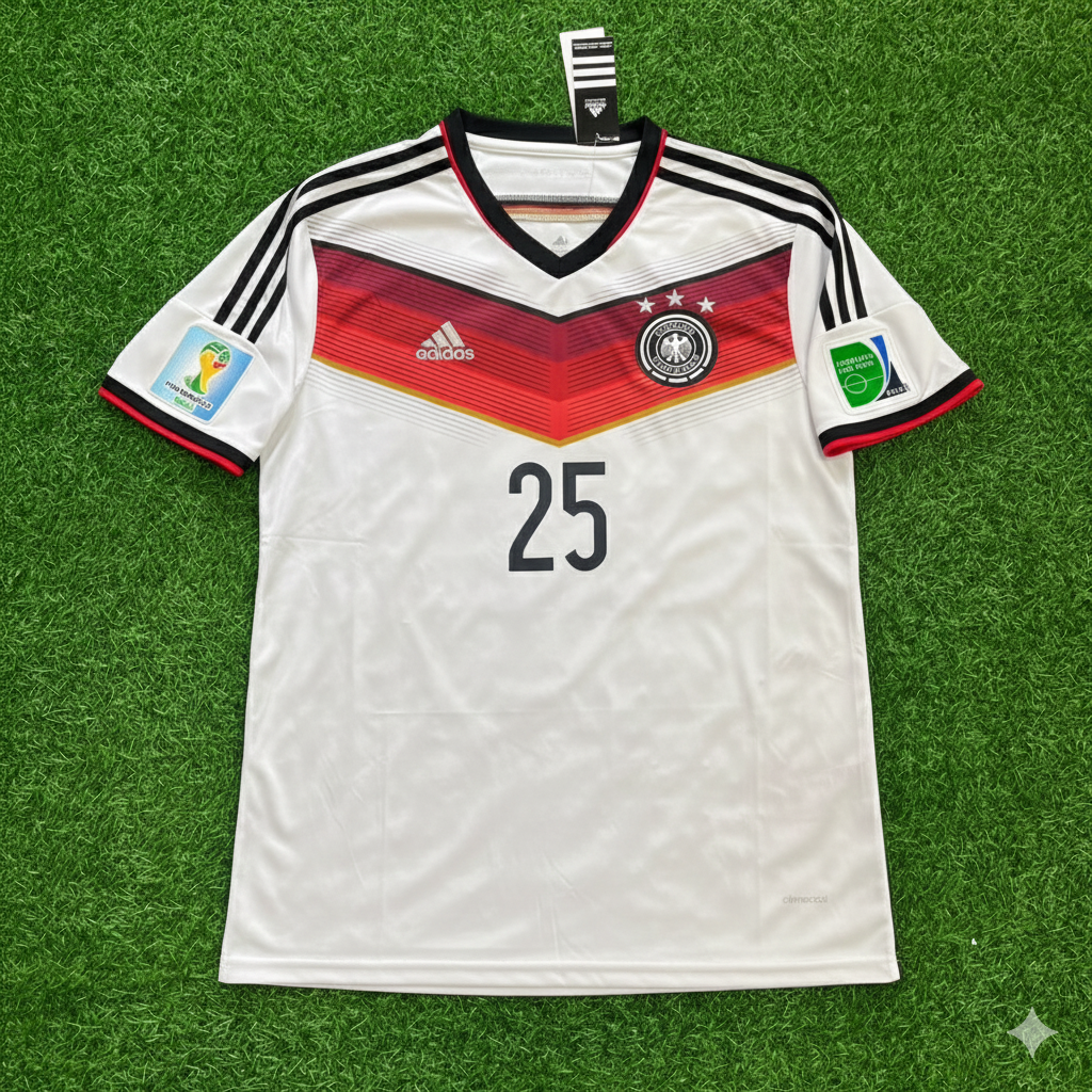 Thomas Müller - Germany Deutschland 2014 World Cup White Retro Kit Jersey Trikot Maillot Soccer Shirt