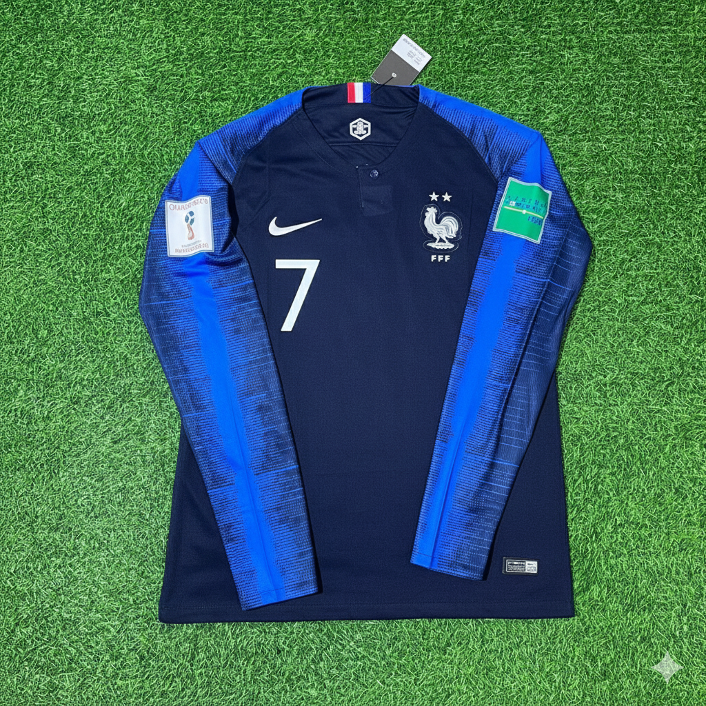 Antoine Griezmann France 2018 World Cup Final Long Sleeve Retro Football Jersey Kit