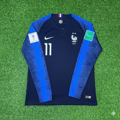 Ousmane Dembele France 2018 World Cup Final Long Sleeve Retro Football Jersey Kit