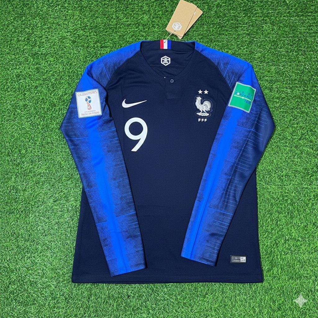 Olivier Giroud France 2018 World Cup Final Long Sleeve Retro Football Jersey Kit
