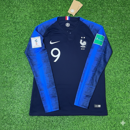 Olivier Giroud France 2018 World Cup Final Long Sleeve Retro Football Jersey Kit