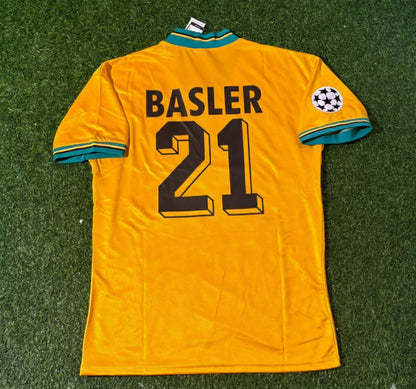 Mario Basler Bayern Munich Yellow Retro Football Jersey Kit