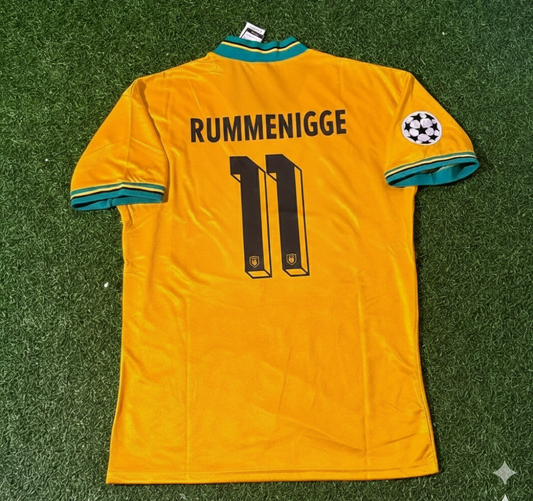 Maillot de football rétro jaune du Bayern Munich de Karl Heinz Rummenigge