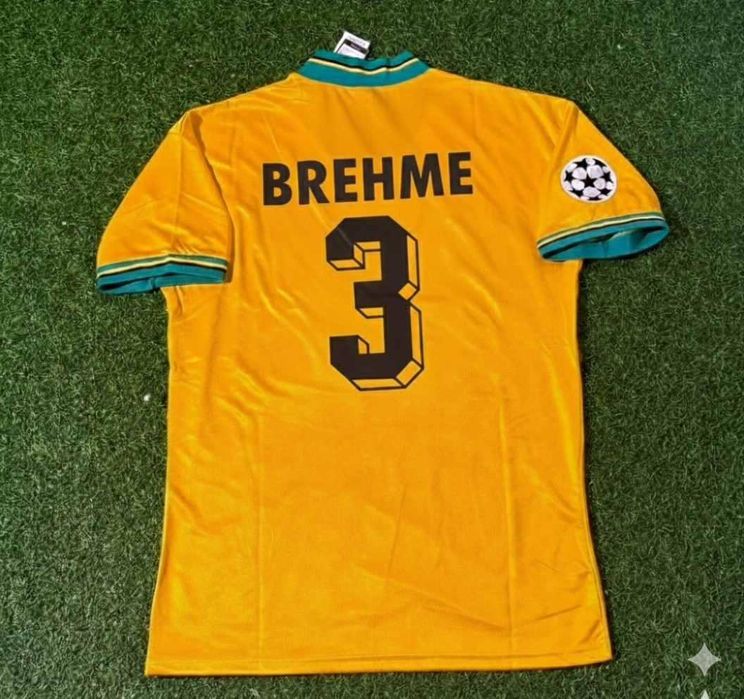 Maillot de football rétro jaune d'Andreas Brehme du Bayern Munich