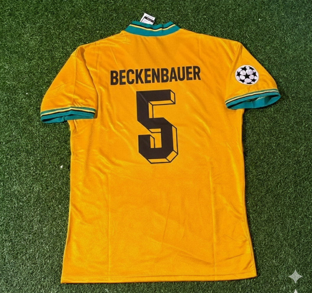 Maillot de football rétro jaune Franz Beckenbauer Bayern Munich