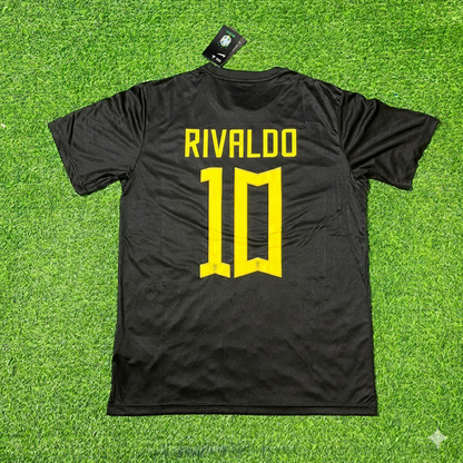 Rivaldo Brazil Black Retro Football Jersey Kit