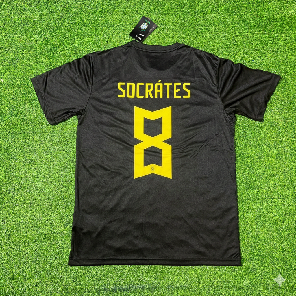 Socrates Brazil Black Retro Football Jersey Kit