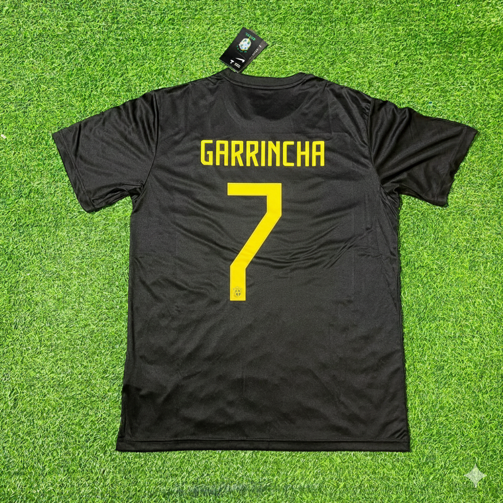 Garrincha Brazil Black Retro Football Jersey Kit