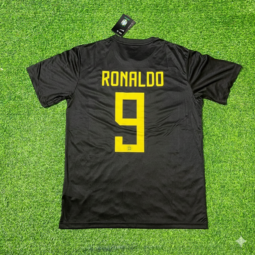 Ronaldo Nazario Brazil Black Retro Football Jersey Kit