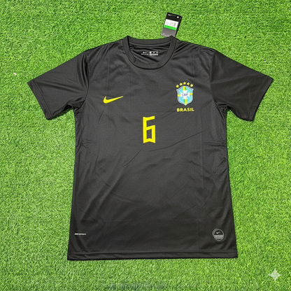 Roberto Carlos Brazil Black Retro Football Jersey Kit