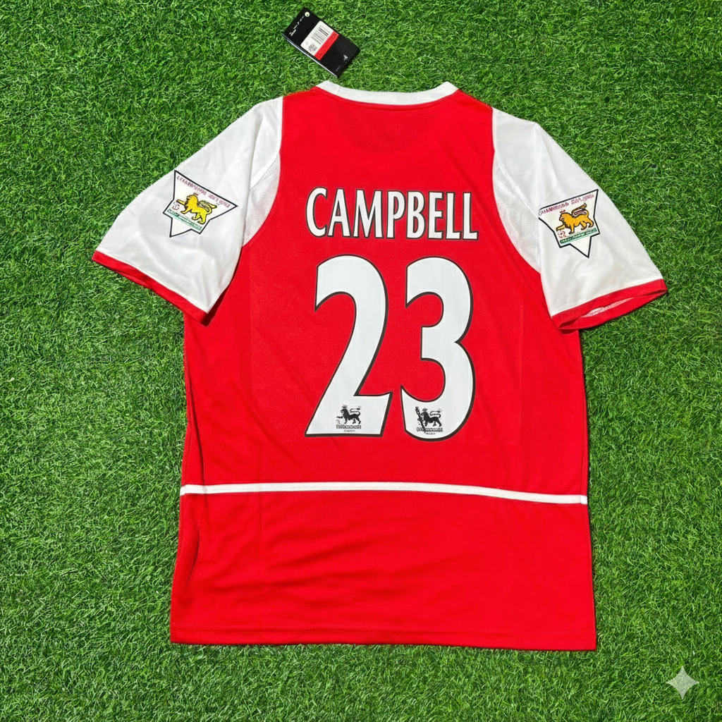 Sol Campbell 23 Arsenal 2002/03 EPL Patch Home Retro Football Jersey Kit