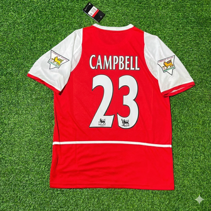Sol Campbell 23 Arsenal 2002/03 EPL Patch Home Retro Football Jersey Kit