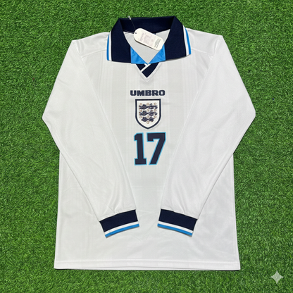 Steve McManaman England 1996 Long Sleeve Retro Football Jersey