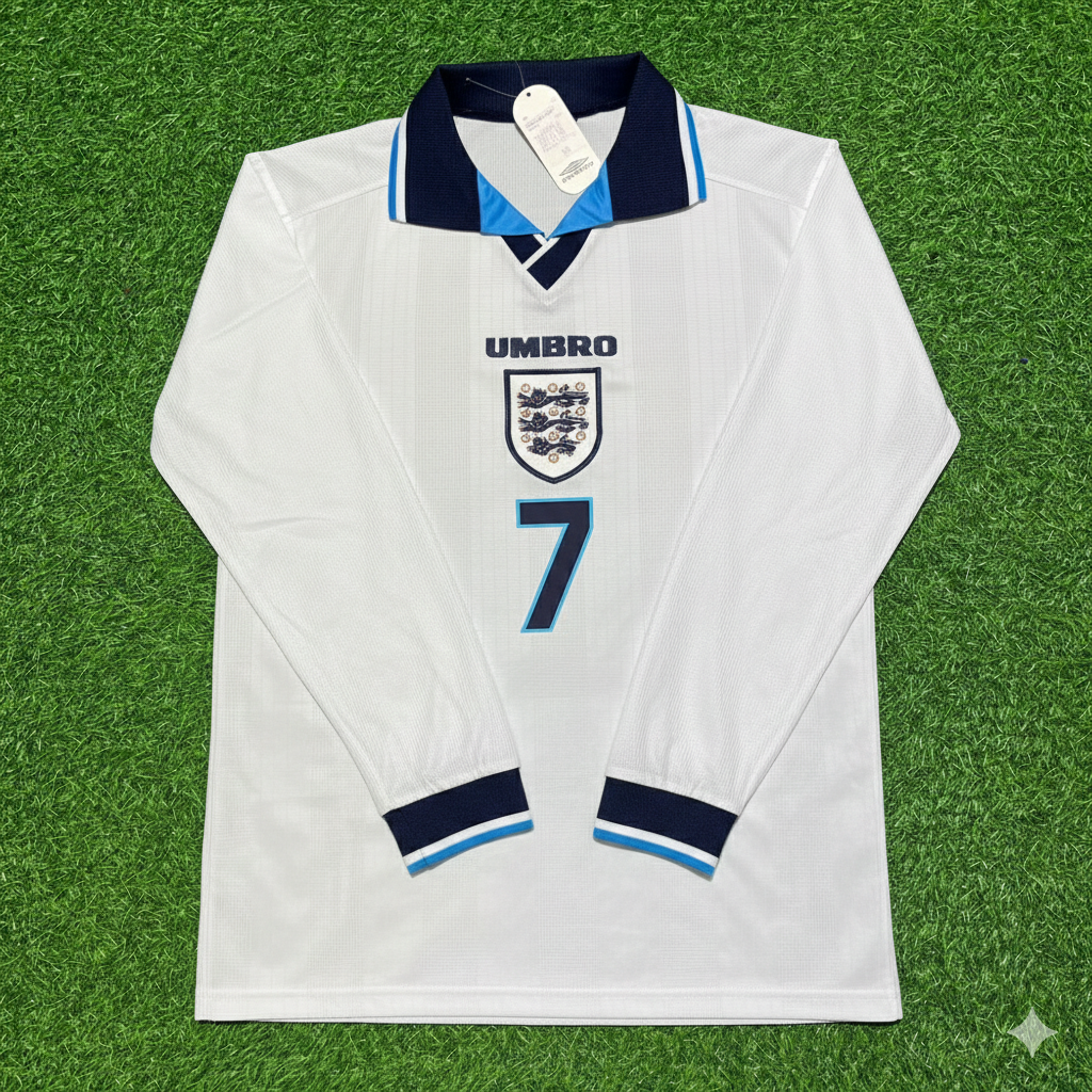 David Platt England 1996 Long Sleeve Retro Football Jersey