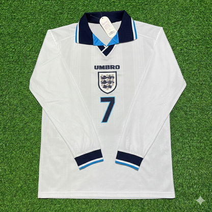 David Platt England 1996 Long Sleeve Retro Football Jersey
