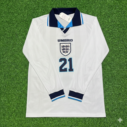 Robbie Fowler England 1996 Long Sleeve Retro Football Jersey