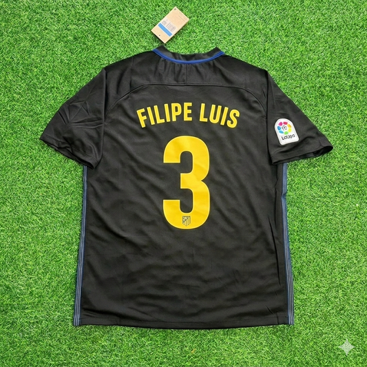 Filipe Luis 3 – Atletico Madrid 2016-17 Black Away Retro Kit Jersey Trikot Maillot