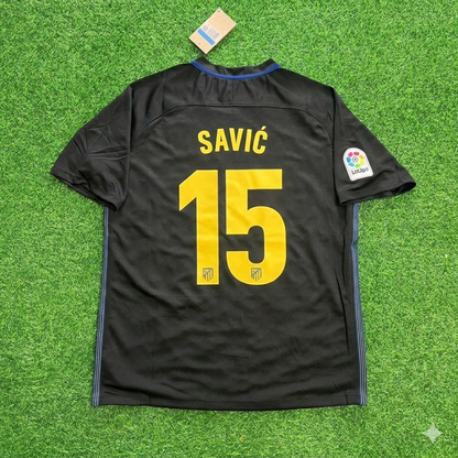 Stefan Savic 15 – Atletico Madrid 2016-17 Black Away Retro Kit Jersey Trikot Maillot