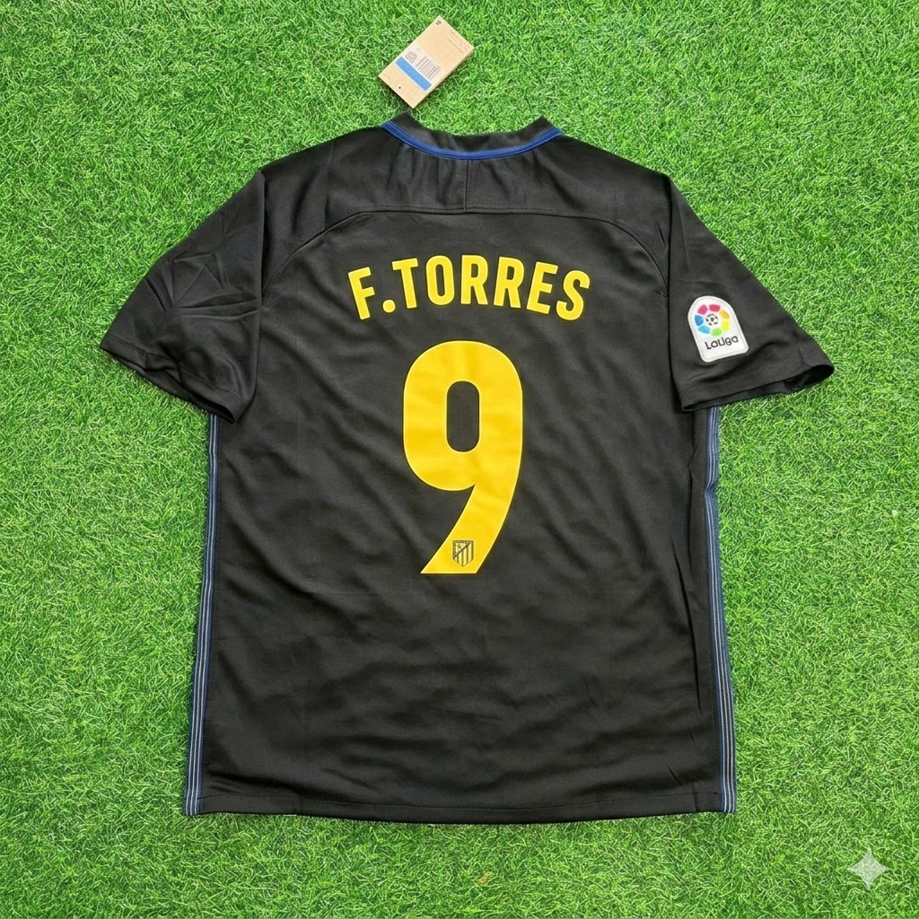 Fernando Torres 9 – Atletico Madrid 2016-17 Black Away Retro Kit Jersey Trikot Maillot